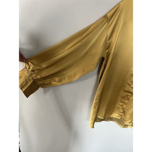 Diane Von Furstenburg Vintage Dead Stock Gold Long Sleeve Button Down Size 10 - Picture 8 of 11